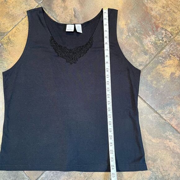 Extra Touch Women’s Black Tank Top Floral V-Neck Size 3X - Picture 6 of 8